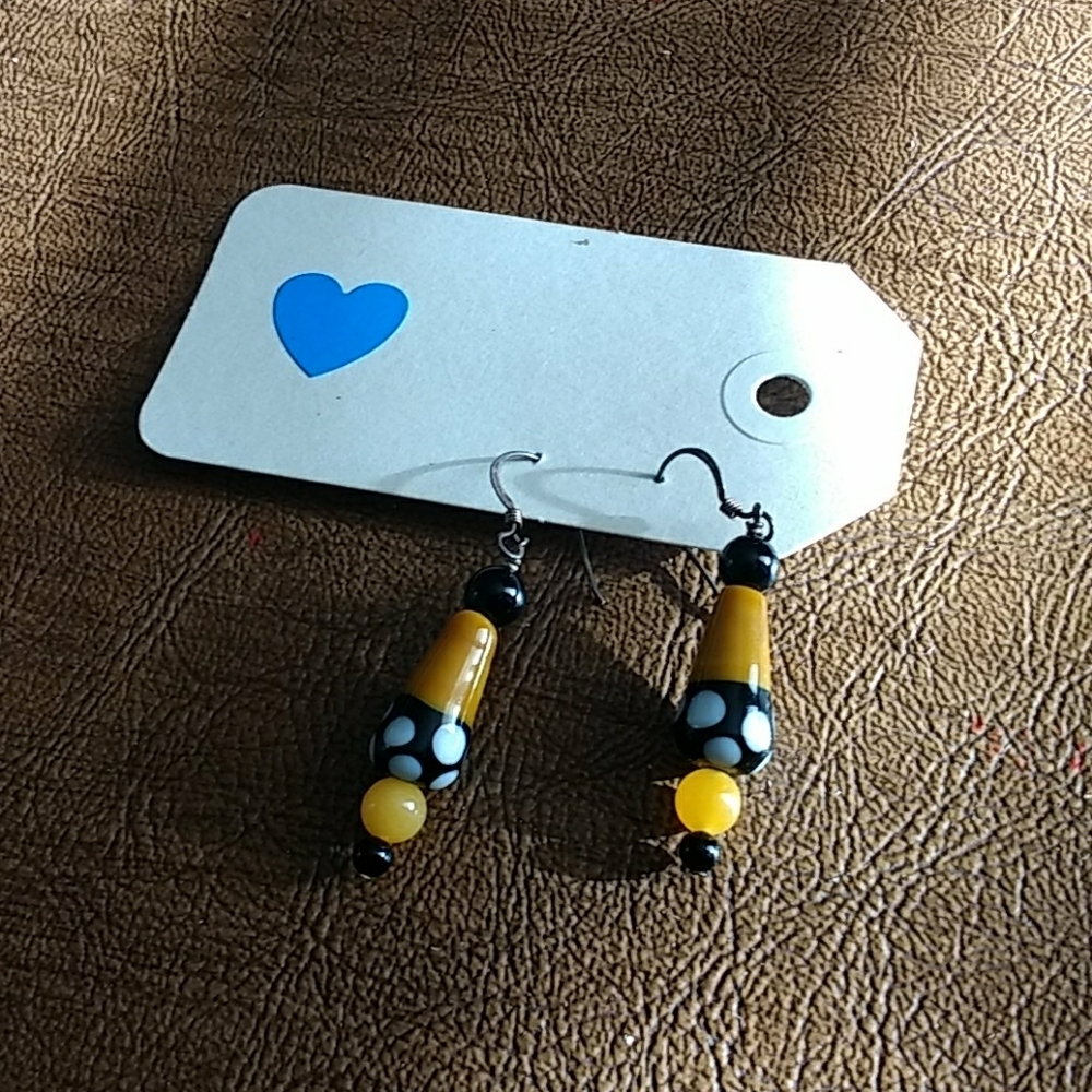 Lampwork glass bead earrings